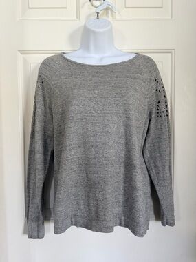 LOFT Gray Knit Top with Subtle Texture
